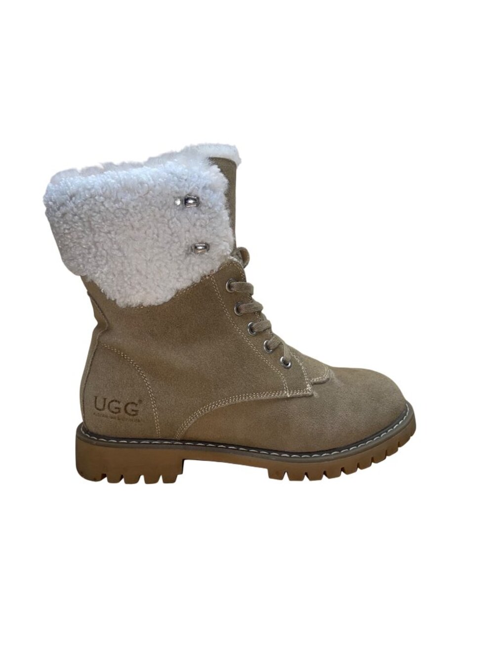 UGG Australian Shepherd Women’s Brown Suede & White Wool Mina Boots Size M6/L7